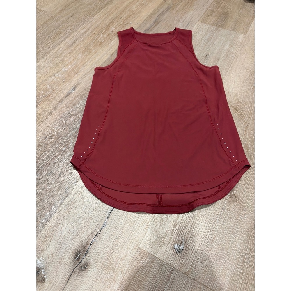 Lululemon Sculpt Tank Top Red Terracotta Mesh Back Cutout Activewear